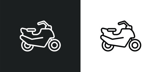 black motorbike outline icon in white and black colors. black motorbike flat vector icon from transport collection for web, mobile apps and ui.