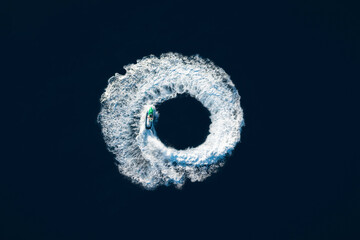 Aerial view of a waterbike, Sicily, italy.