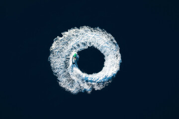 Aerial view of a waterbike, Sicily, italy.