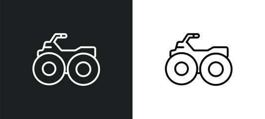 quad bike outline icon in white and black colors. quad bike flat vector icon from transport collection for web, mobile apps and ui.