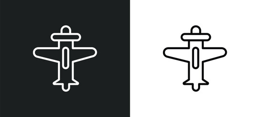 light aircraft outline icon in white and black colors. light aircraft flat vector icon from transport collection for web, mobile apps and ui.