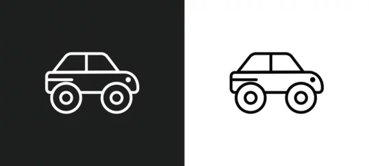 Behangcirkel auto outline icon in white and black colors. auto flat vector icon from transport collection for web, mobile apps and ui. © Digital Bazaar