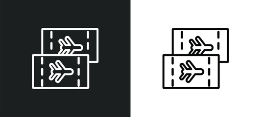 plane tickets outline icon in white and black colors. plane tickets flat vector icon from transport collection for web, mobile apps and ui.