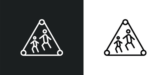 school ahead outline icon in white and black colors. school ahead flat vector icon from traffic sign collection for web, mobile apps and ui.