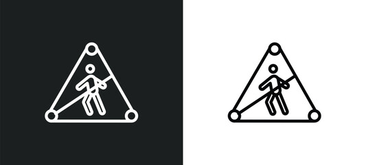 pedestrian prohibited outline icon in white and black colors. pedestrian prohibited flat vector icon from traffic sign collection for web, mobile apps and ui.