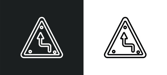 curves outline icon in white and black colors. curves flat vector icon from traffic signs collection for web, mobile apps and ui.