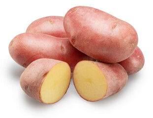 Red skin potatoes isolated on white background.