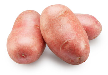 Red skin potatoes isolated on white background.