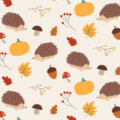 Cute autumn seamless pattern background
