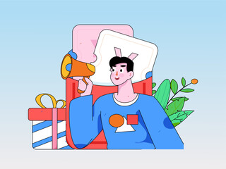 Holiday Shopping E-Commerce Online Shopping People Flat Vector Concept Operation Hand Drawn Illustration
