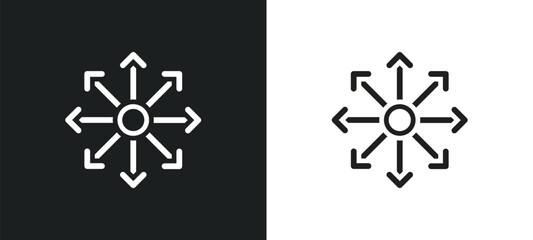 radial outline icon in white and black colors. radial flat vector icon from tools and utensils collection for web, mobile apps and ui.