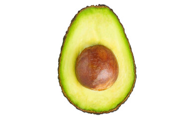 Sliced avocado on an isolated white background.