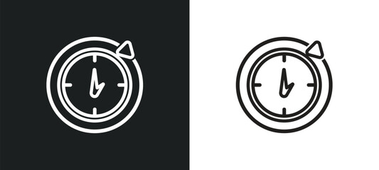 time left outline icon in white and black colors. time left flat vector icon from tools and utensils collection for web, mobile apps and ui.