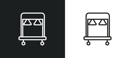 clothes rack outline icon in white and black colors. clothes rack flat vector icon from tools and utensils collection for web, mobile apps and ui.