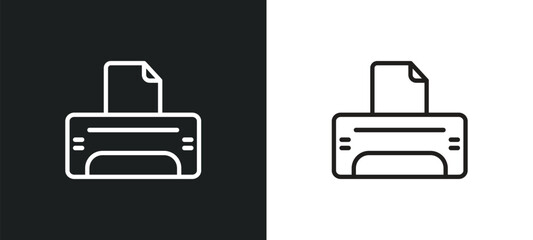Fototapeta premium blank paper and printer outline icon in white and black colors. blank paper and printer flat vector icon from tools utensils collection for web, mobile apps ui.
