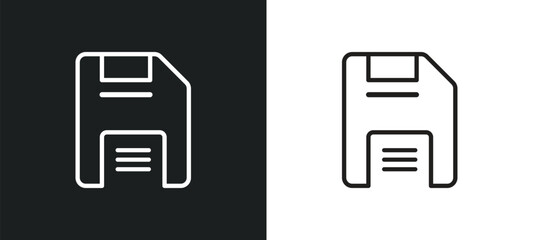 face down floppy disk outline icon in white and black colors. face down floppy disk flat vector icon from tools and utensils collection for web, mobile apps and ui.