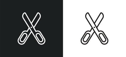 scissors inverted view outline icon in white and black colors. scissors inverted view flat vector icon from tools and utensils collection for web, mobile apps and ui.