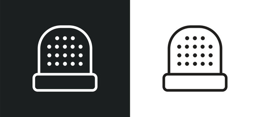 sewing thimble black variant outline icon in white and black colors. sewing thimble black variant flat vector icon from tools and utensils collection for web, mobile apps and ui. - obrazy, fototapety, plakaty