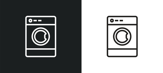 top load washer outline icon in white and black colors. top load washer flat vector icon from tools and utensils collection for web, mobile apps and ui.