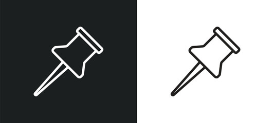 tack save button outline icon in white and black colors. tack save button flat vector icon from tools and utensils collection for web, mobile apps and ui.