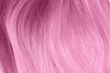Pattern made of wavy beautiful pink hair.Examples and samples palette of colors.Concept of hair salon care and healthy