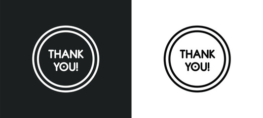 Fototapeta na wymiar thank you outline icon in white and black colors. thank you flat vector icon from thanksgiving collection for web, mobile apps and ui.
