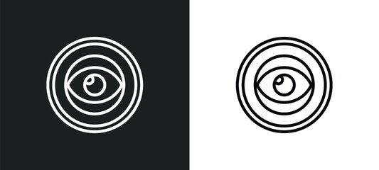 black eye outline icon in white and black colors. black eye flat vector icon from technology collection for web, mobile apps and ui.