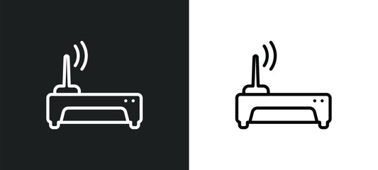 wireless transmitter outline icon in white and black colors. wireless transmitter flat vector icon from technology collection for web, mobile apps and ui.