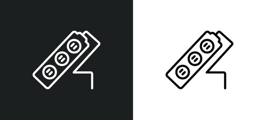 tee power outline icon in white and black colors. tee power flat vector icon from technology collection for web, mobile apps and ui. - obrazy, fototapety, plakaty