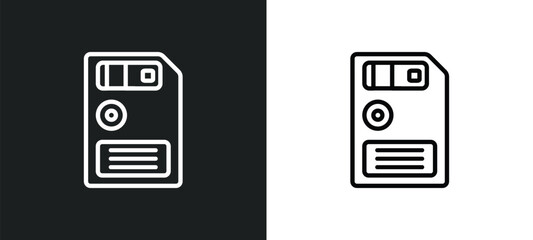 big floppy disk outline icon in white and black colors. big floppy disk flat vector icon from technology collection for web, mobile apps and ui.