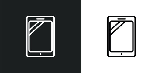 tablet with blank screen outline icon in white and black colors. tablet with blank screen flat vector icon from technology collection for web, mobile apps and ui.
