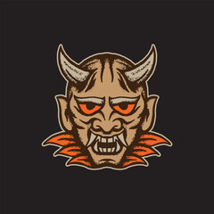 Devil head art Illustration hand drawn style for tattoo, sticker, logo etc