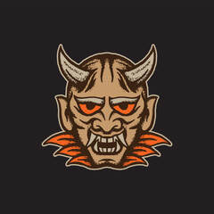 Devil head art Illustration hand drawn style for tattoo, sticker, logo etc