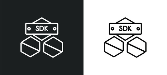 sdk outline icon in white and black colors. sdk flat vector icon from technology collection for web, mobile apps and ui.