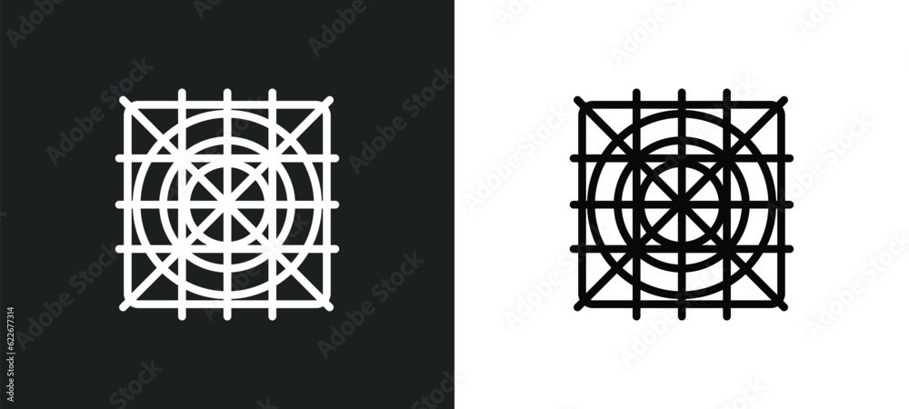 Poster grid system outline icon in white and black colors. grid system flat vector icon from technology col