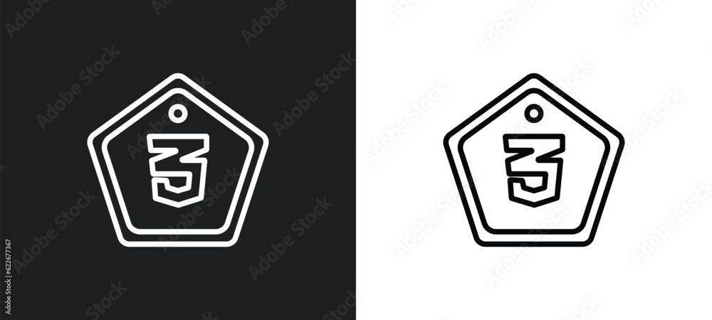 Poster css3 outline icon in white and black colors. css3 flat vector icon from technology collection for we