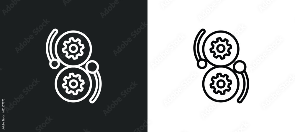 Poster devops outline icon in white and black colors. devops flat vector icon from technology collection fo