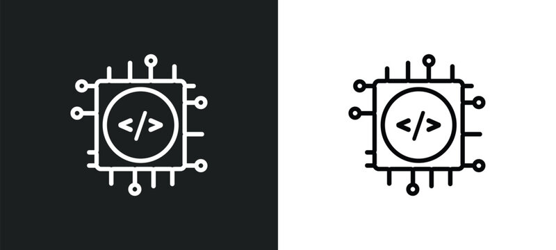 embedding outline icon in white and black colors. embedding flat vector icon from technology collection for web, mobile apps and ui.