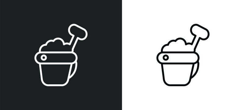 sand bucket outline icon in white and black colors. sand bucket flat vector icon from summer collection for web, mobile apps and ui.