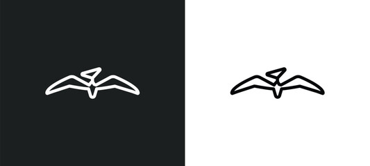 pterodactyl outline icon in white and black colors. pterodactyl flat vector icon from stone age collection for web, mobile apps and ui. © Digital Bazaar