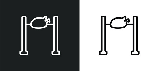 roast chicken outline icon in white and black colors. roast chicken flat vector icon from stone age collection for web, mobile apps and ui.