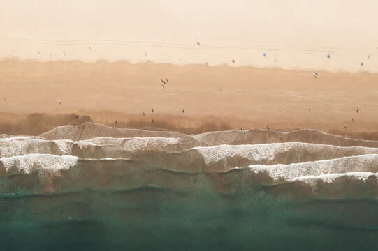 Aerial view of the beach of Playa de Maspalomas, Gran Canaria, Spain.