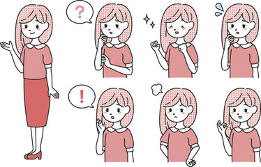 様々なポーズの女性セット