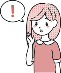 驚く髪の長い女性