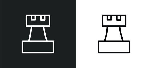 rook outline icon in white and black colors. rook flat vector icon from strategy collection for web, mobile apps and ui.
