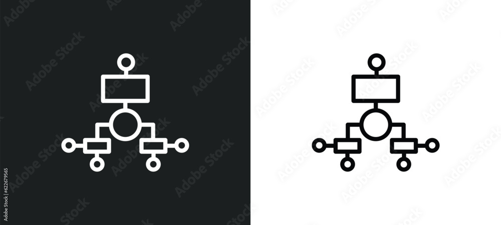 Poster flowchart outline icon in white and black colors. flowchart flat vector icon from startup collection