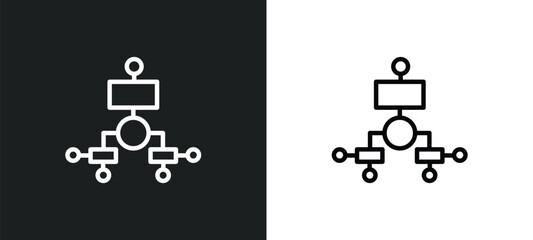flowchart outline icon in white and black colors. flowchart flat vector icon from startup collection for web, mobile apps and ui. - obrazy, fototapety, plakaty