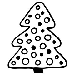 Doodle Christmas tree. Simple illustration, single element