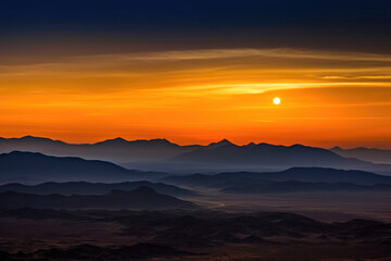 Obraz premium Panoramic view of colorful sunrise in mountains. Generative AI