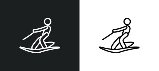 water ski outline icon in white and black colors. water ski flat vector icon from sports collection for web, mobile apps and ui.
